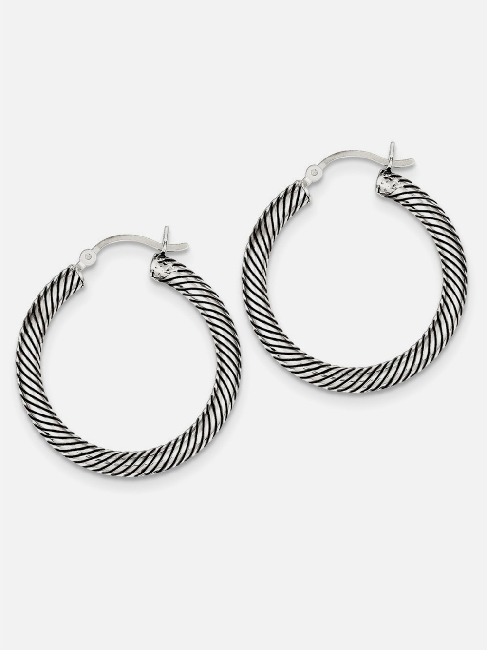 Sterling-Tone Twisted Hoop Earrings - Silver